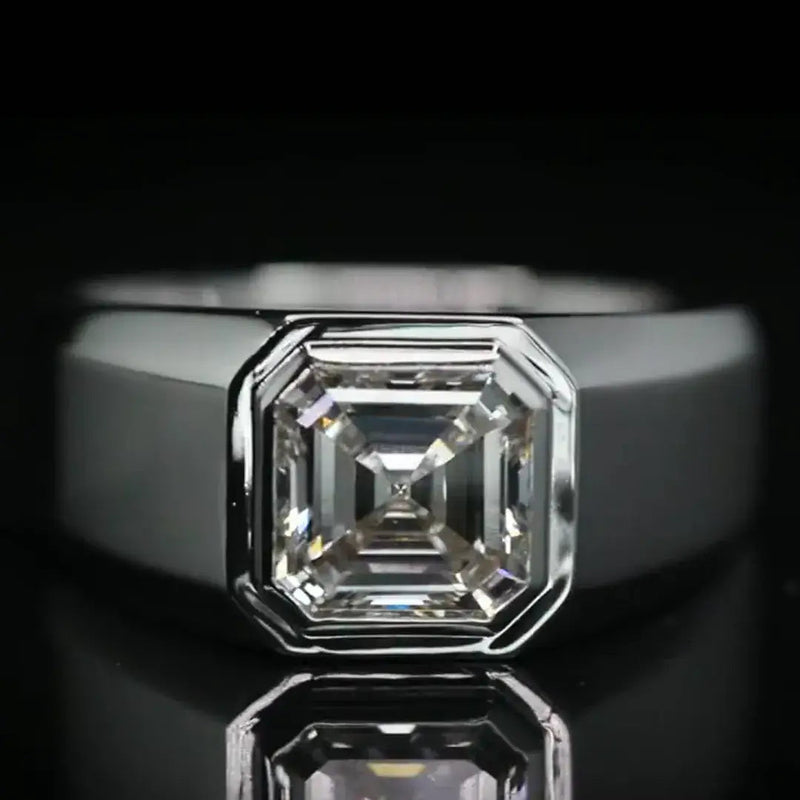 Aureline-Jewelry 2 Carat Asscher Cut Lab Diamond Men's Ring