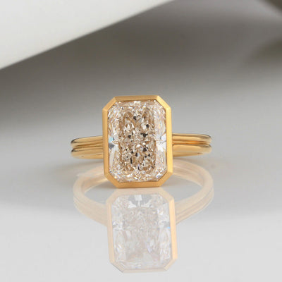 Aureline-Jewelry 4 Carat Lab Diamond Radiant Bezel Ring 14K Gold