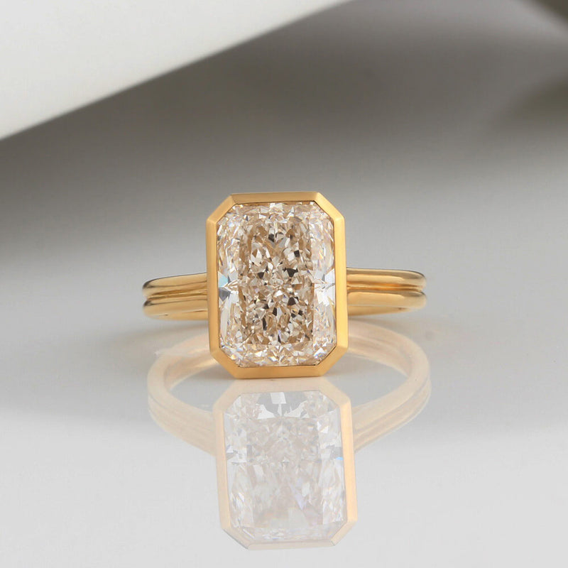 Aureline-Jewelry 4 Carat Lab Diamond Radiant Bezel Ring 14K Gold