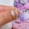 Aureline-Jewelry Twist Two Tone Couple Wedding Bands Set with Lab Diamonds 18K Gold