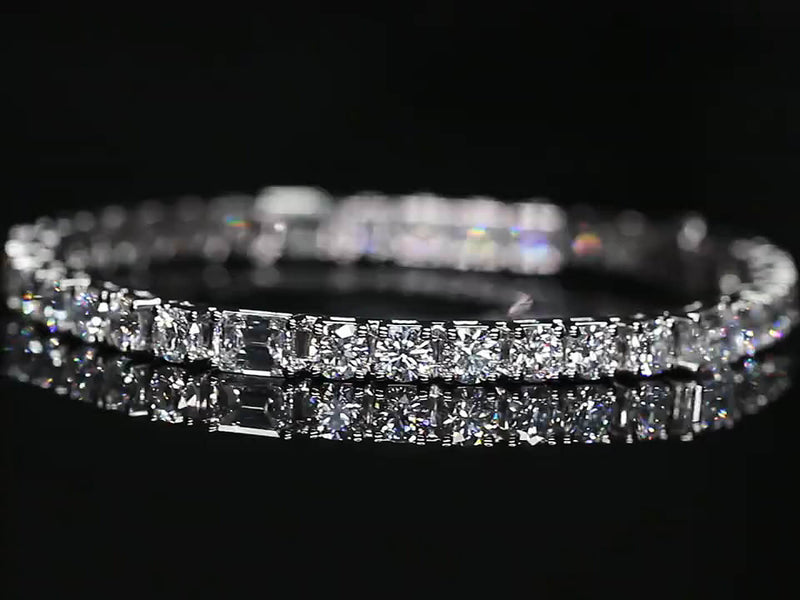 Aureline-Jewelry Each 0.2-carat 0.5-carat Emerald & Round Cut Lab Diamond Tennis Bracelet 18K Gold