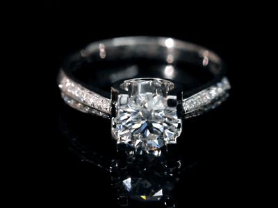 Aureline-Jewelry Lab-Grown Diamond Ring with Double-Row Pavé Band