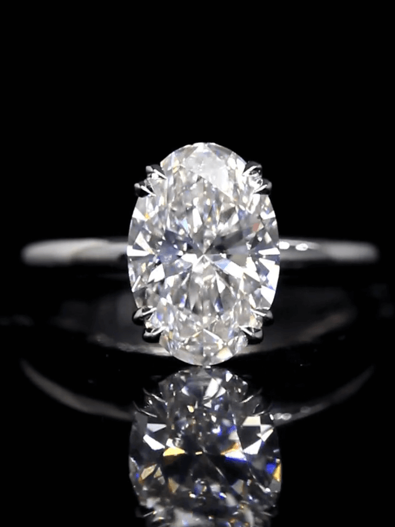 Aureline-Jewelry 3 Carat Oval Cut Lab Grown Diamond Solitaire Ring 18K Gold