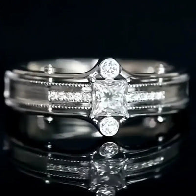 Aureline-Jewelry Vintage Princess Cut Lab-Grown Diamond Men's Ring