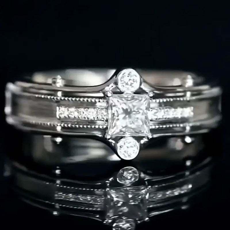 Aureline-Jewelry Vintage Princess Cut Lab-Grown Diamond Men's Ring