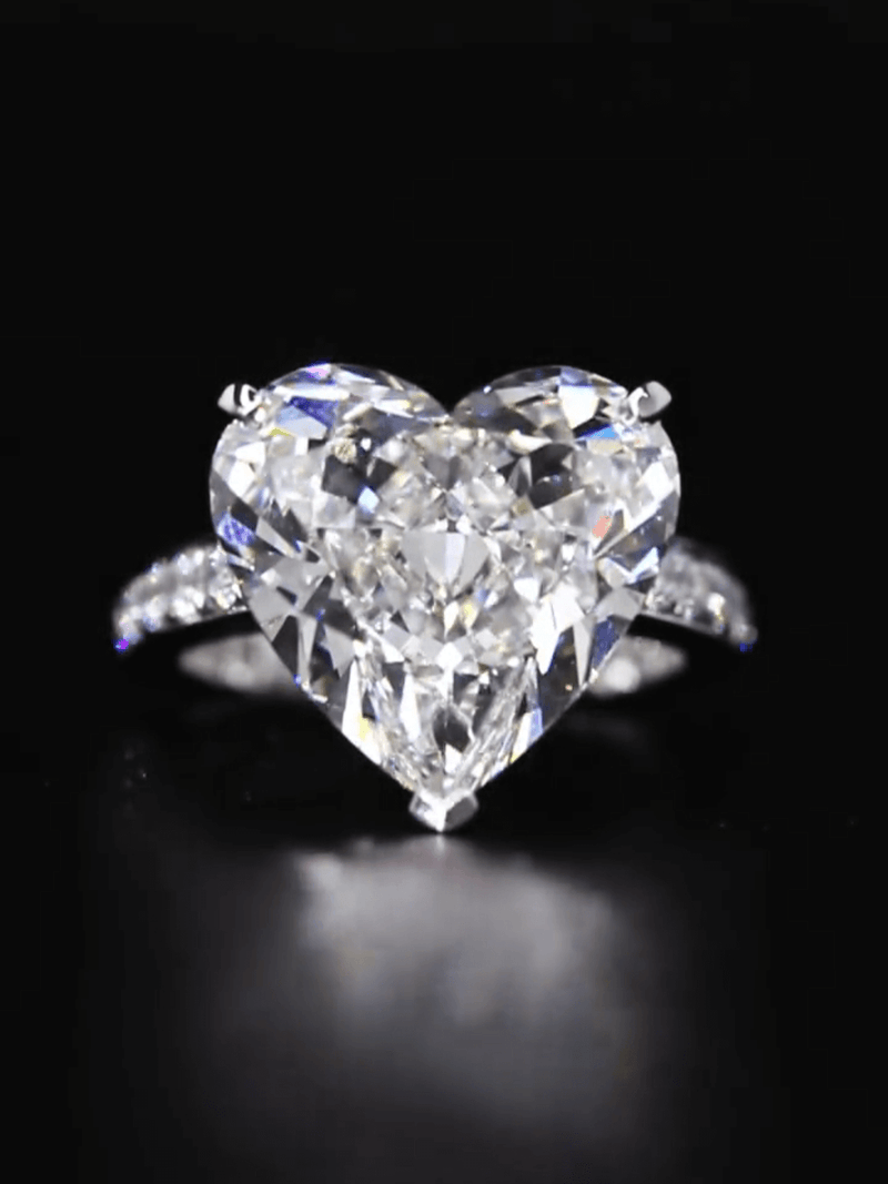Aureline-Jewelry 10 Carat Heart Shape Lab Grown Diamond Pave Engagement Ring