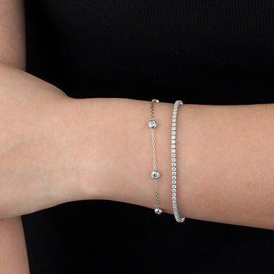 Aureline-Jewelry Five Bezel-Set Lab Diamonds Bracelet In 925 Sliver (3/4 Ct. Tw.)