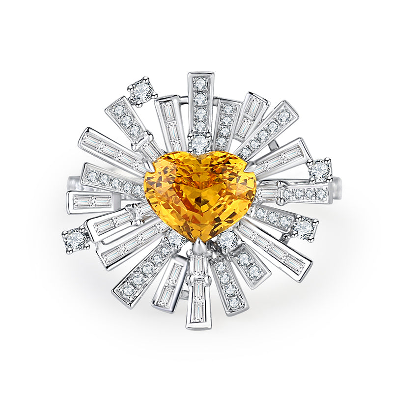 Aureline-Jewelry Ring with Lab-Grown Yellow Sapphire in Irregular Design 14k Gold
