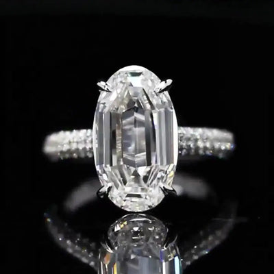 Aureline-Jewelry 6.66 Carat Antique Oval Cut Lab Grown Diamond Engagement Ring