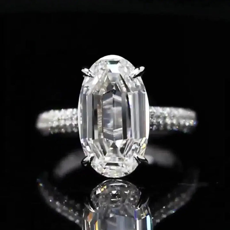 Aureline-Jewelry 6.66 Carat Antique Oval Cut Lab Grown Diamond Engagement Ring