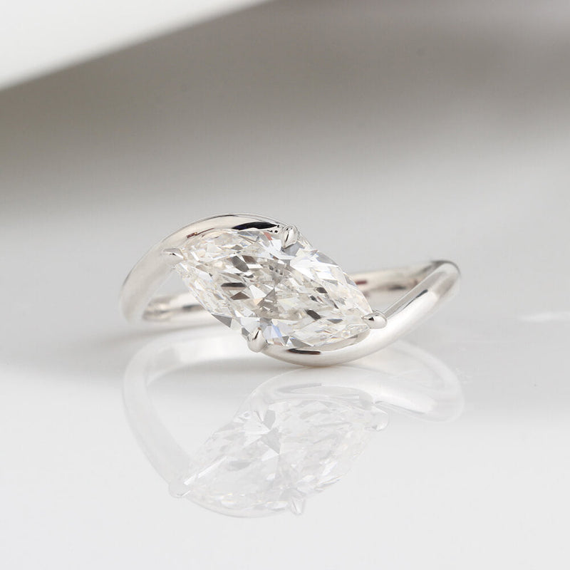 Aureline-Jewelry 1.7 Carat Marquise Lab Diamond Ring 18K Gold