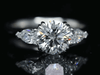 Aureline-Jewelry Three-Stone 1 Carat Round Diamond With Pear Side Stones Ring 18K Gold