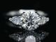 Aureline-Jewelry Three-Stone 1 Carat Round Diamond With Pear Side Stones Ring 18K Gold