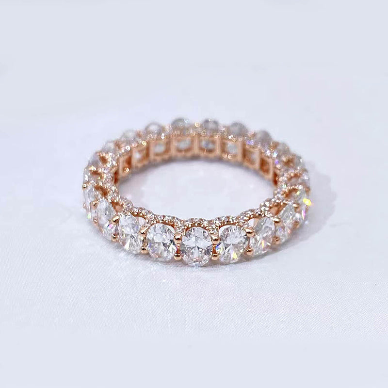 Aureline-Jewelry 4 CTW 21 Stones Oval Lab-Grown Diamond Band Ring