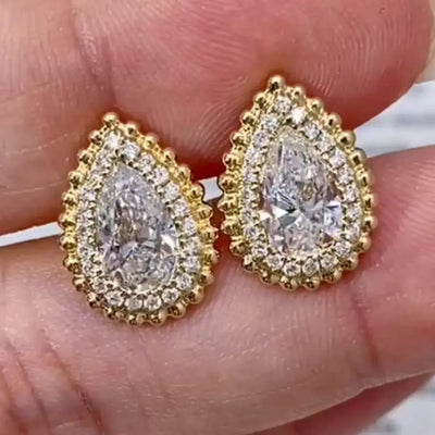 Aureline-Jewelry Unique Pear Cut Lab Diamond Teardrop Stud Earrings (2.00 Ct. Tw.)