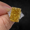 Aureline-Jewelry 10 Carat Fancy Vivid Yellow Radiant Cut Lab Diamond Three Stones Ring