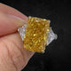 Aureline-Jewelry 10 Carat Fancy Vivid Yellow Radiant Cut Lab Diamond Three Stones Ring