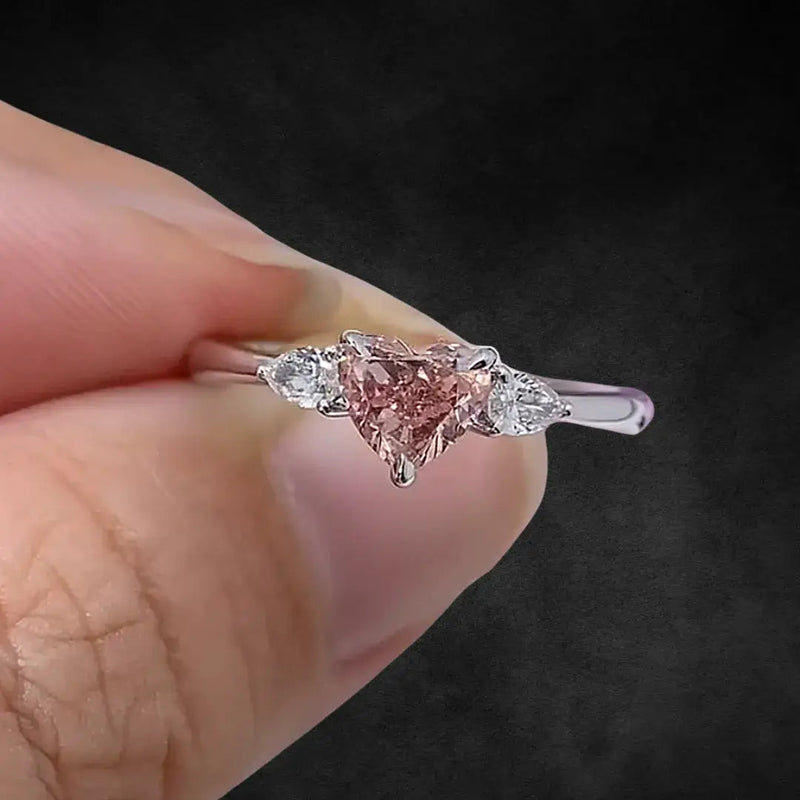 Aureline-Jewelry 0.5 Carat Fancy Pink Lab-Grown Diamond Three-Stone Engagement Ring