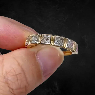 Aureline-Jewelry Princes Cut Lab Diamond Six Stone Wedding Stackable Band