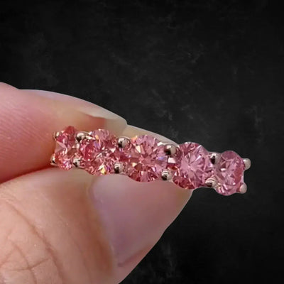 Aureline-Jewelry Round Cut Pink Lab Diamond Five Stone Ring