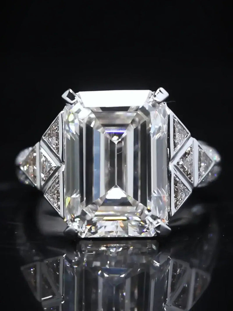 Aureline-Jewelry 16 Carat Emerald Cut Lab Grown Diamond Luxury Ring