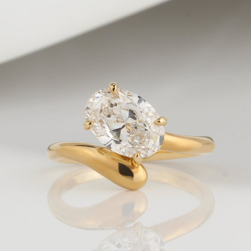 Aureline-Jewelry 2 Carat Oval Lab Diamond Ring 18K Gold