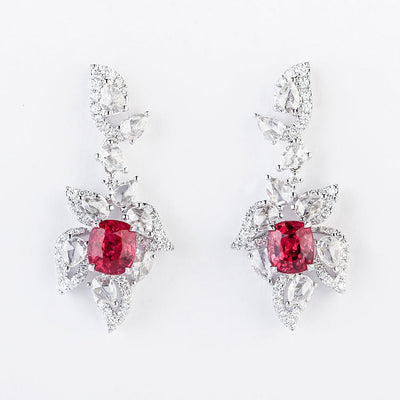 Aureline-Jewelry Lab-Grown Ruby And Diamond Earrings 14k Gold