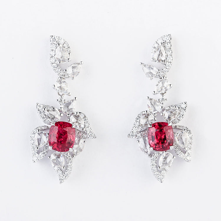 Aureline-Jewelry Lab-Grown Ruby And Diamond Earrings 14k Gold