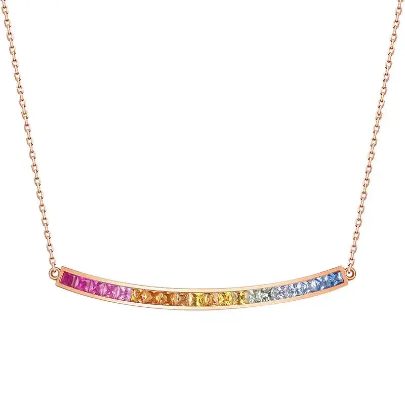 Aureline-Jewelry NOZBO 18K Gold Colored Sapphire Rainbow Smile Necklace