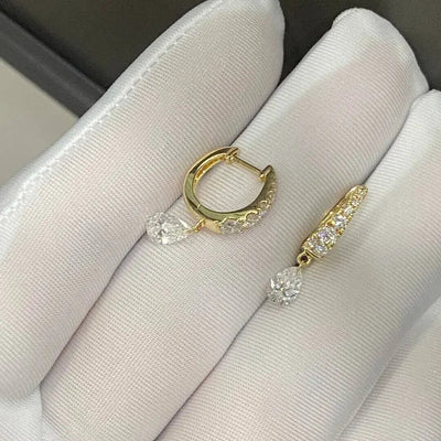 Aureline-Jewelry Pear Cut Lab Diamond Hoop Earrings