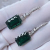 Aureline-Jewelry Emerald Dangle Hoop Earrings With Lab Diamonds
