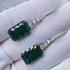 Aureline-Jewelry Emerald Dangle Hoop Earrings With Lab Diamonds