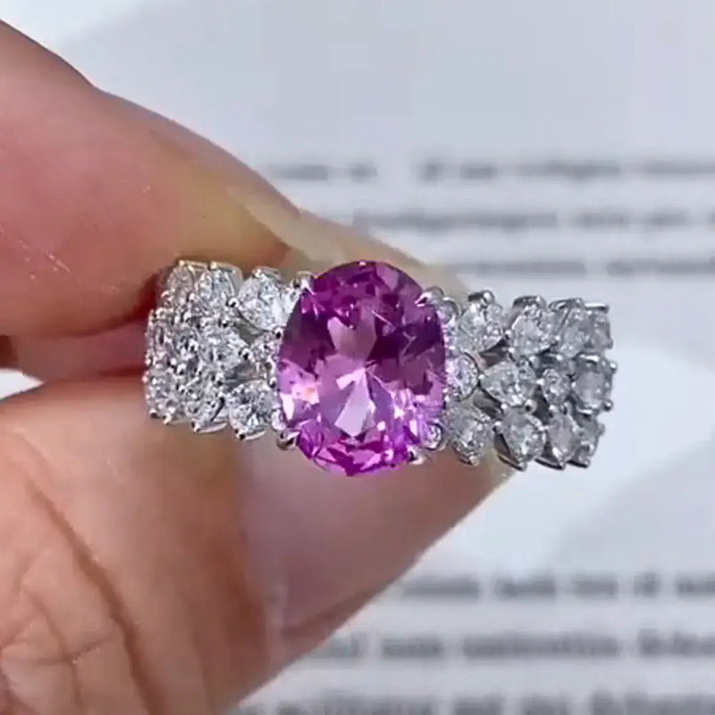 Aureline-Jewelry 1 Carat Oval Pink Sapphire Engagement Rings