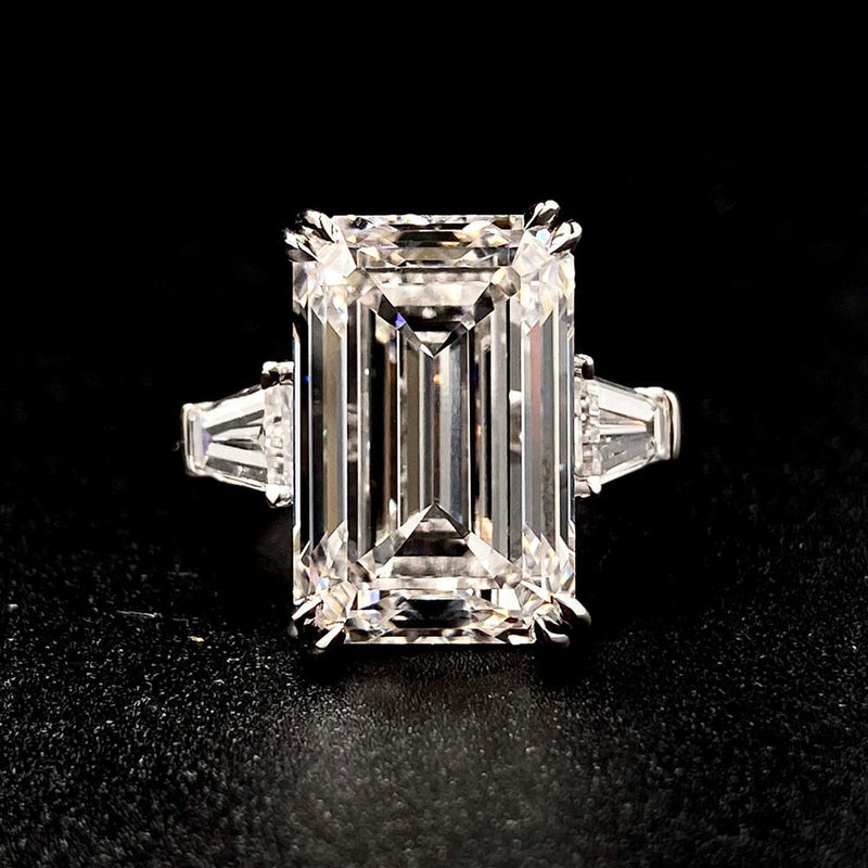 Aureline-Jewelry Emerald Cut Three Stone Lab-Grown Diamond Ring (11 CTW F/VS1)