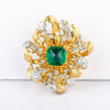 Aureline-Jewelry Lab Grown Emerald and Diamond Brooch 14K Yellow Gold