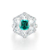 Aureline-Jewelry Lab-Grown Emerald Ring with White Sapphire Mosaic Setting In 14k Gold