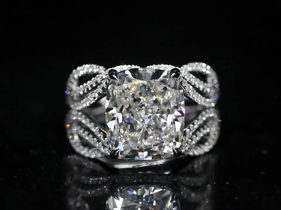 Aureline-Jewelry 7-Carat Cushion Cut Lab-Grown Diamond Ring Nature Inspired