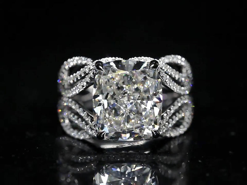 Aureline-Jewelry 7-Carat Cushion Cut Lab-Grown Diamond Ring Nature Inspired