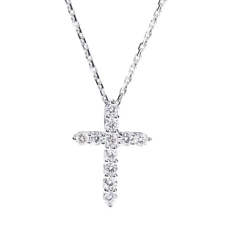 Aureline-Jewelry 1.17 Ct Lab Diamond Cross Necklace 18K Gold