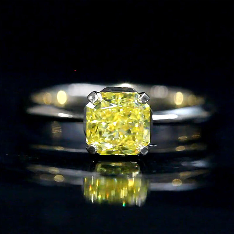 Aureline-Jewelry 1.22 Carat Radiant Fancy Vivid Yellow Lab Grown Diamond Ring