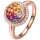 Aureline-Jewelry NOZBO Invisible Set Natural Rainbow Sapphire Statement Ring 18K Rose Gold