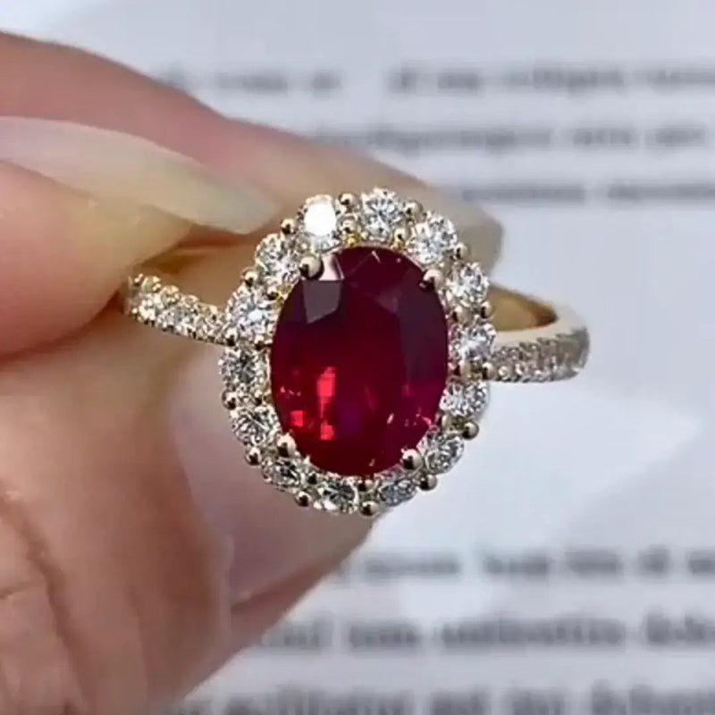 Aureline-Jewelry 2 Carat Ruby Ring with Lab Grown Diamonds