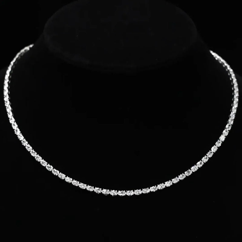 Aureline-Jewelry 15 cttw Oval Lab Grown Diamond East West Tennis Necklace