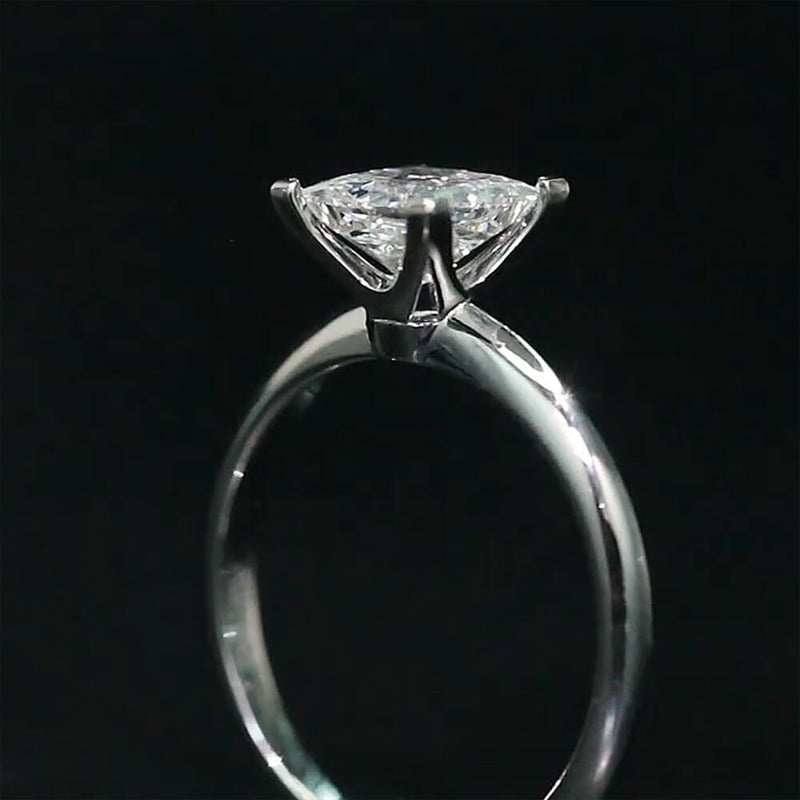 Aureline-Jewelry 1.1 CT Princess Cut Lab Grown Diamond Solitaire Engagement Ring