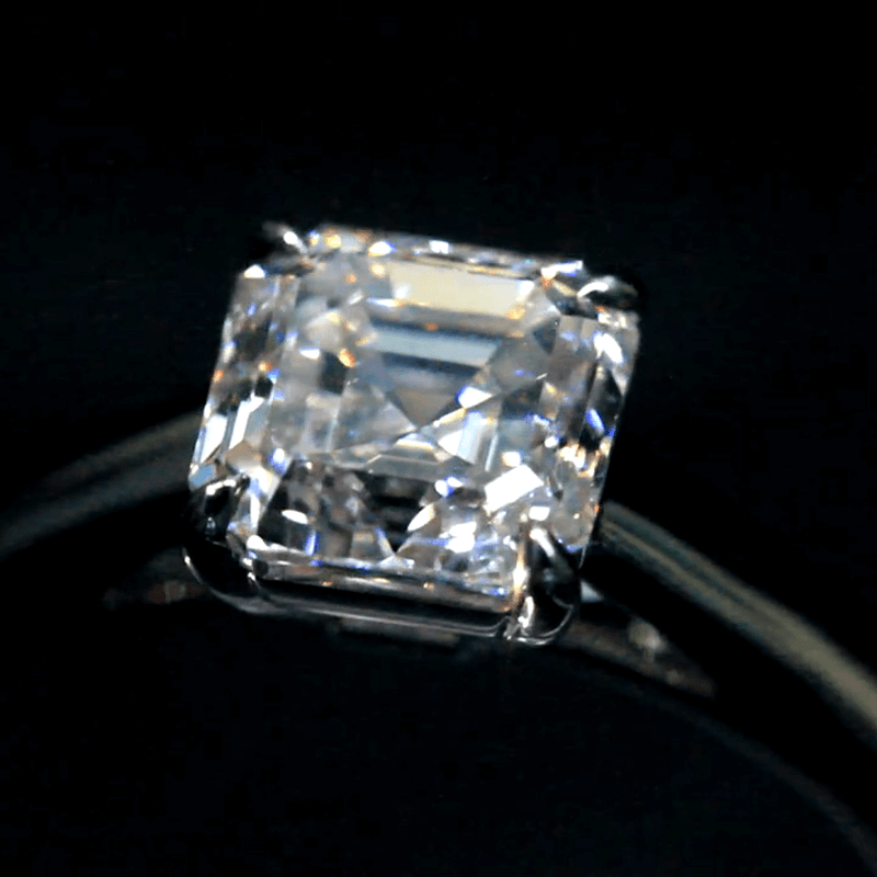 Aureline-Jewelry 1 Carat Asscher Cut Lab Grown Diamond Solitaire Ring