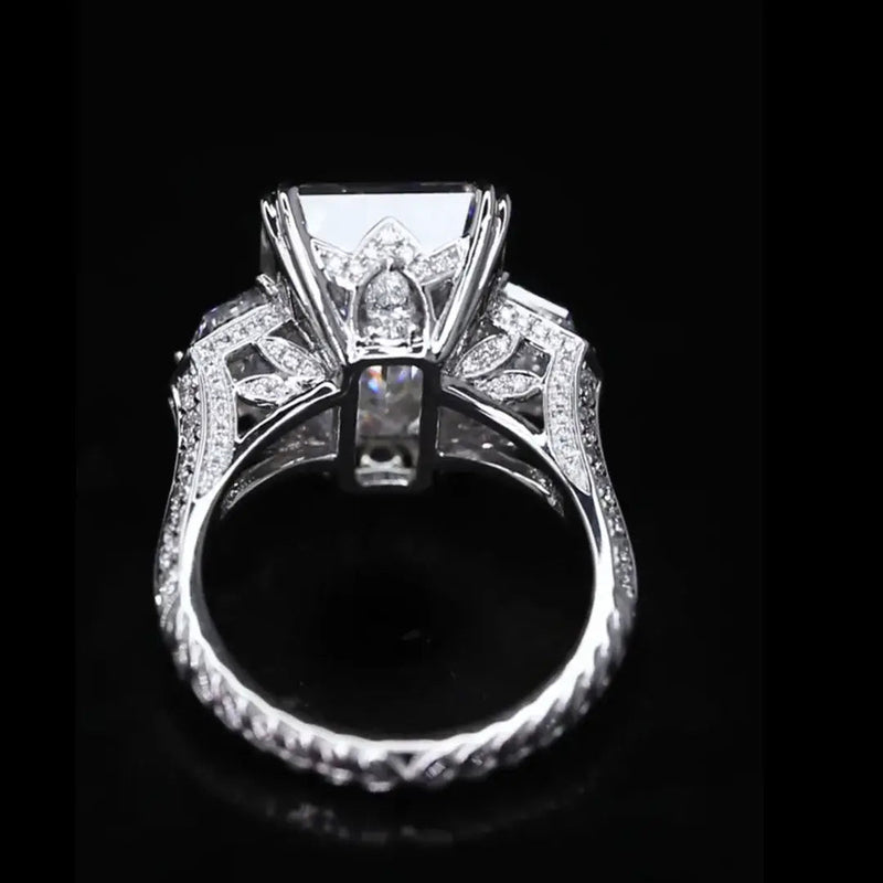 Aureline-Jewelry Three Stones Ring 12ct Emerald Cut Lab Grown Diamond