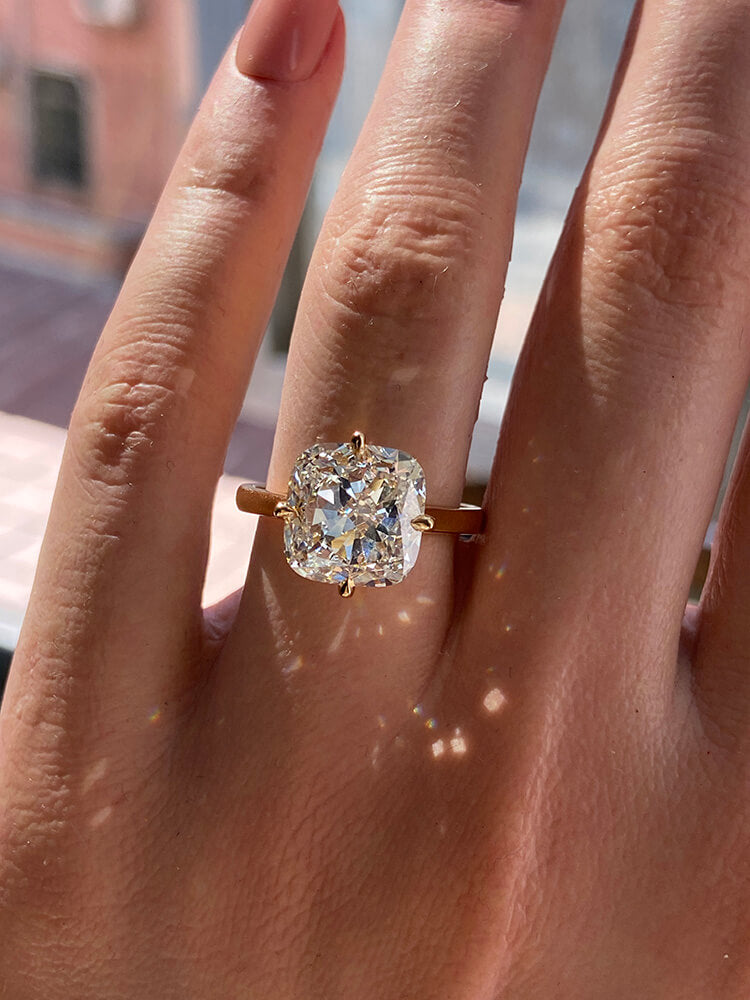 Aureline-Jewelry 5 Carat Cushion Cut Lab Diamond Ring 14K Gold