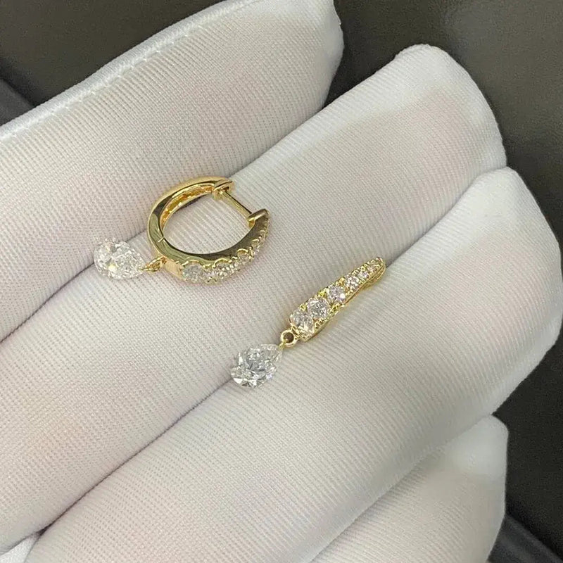 Aureline-Jewelry Pear Cut Lab Diamond Hoop Earrings