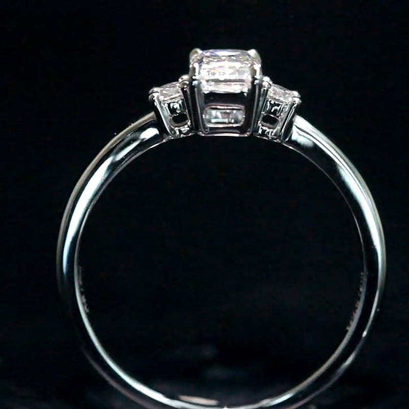 Aureline-Jewelry 0.6CT Emerald Cut Lab Diamond Three Stone Ring