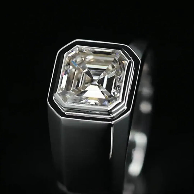 Aureline-Jewelry 2 Carat Asscher Cut Lab Diamond Men's Ring